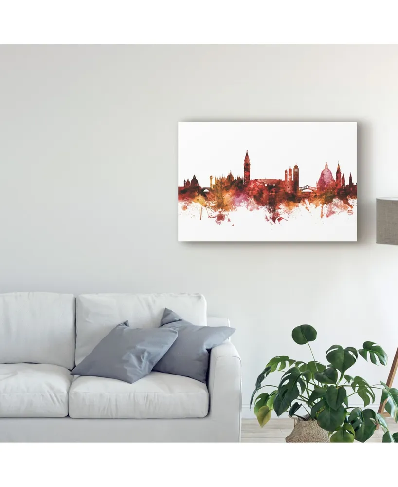 Michael Tompsett Venice Italy Skyline Red Canvas Art