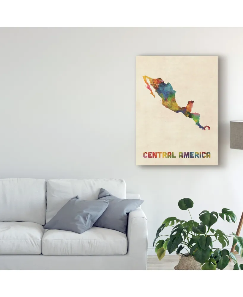 Michael Tompsett Central America and Mexico Watercolor Map Canvas Art