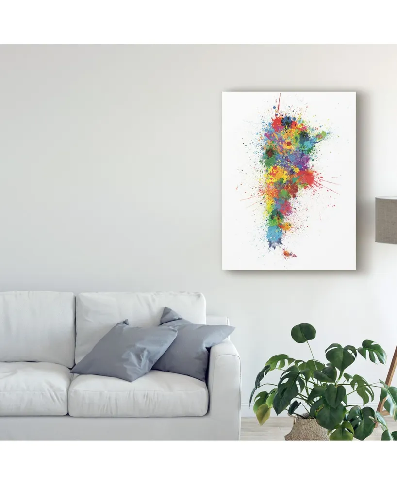 Michael Tompsett Argentina Paint Splashes Map Canvas Art