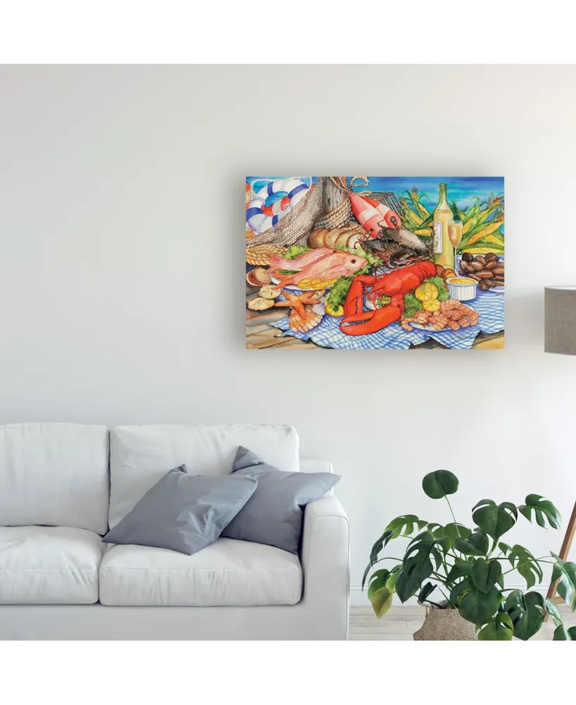 Kathleen Parr Mckenna Seafood Platter Canvas Art - 15" x 20"