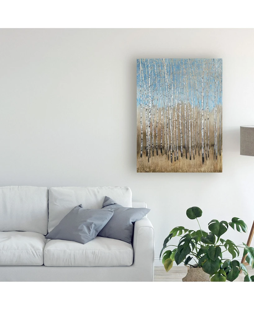 Tim Otoole Dusty Blue Birches I Canvas Art - 37" x 49"