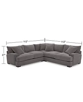 Rhyder 3-Pc. 'L' Shaped Fabric Sectional Sofa, Created for Macy's