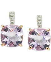 Pink Amethyst (5-5/8 ct. t.w.) & Diamond (1/20 ct. t.w.) Stud Earrings in 14k Rose Gold
