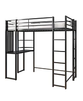 EveryRoom Alix Twin Metal Loft Bed with Desk