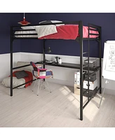 EveryRoom Mason Metal Full Loft Bed with Desk