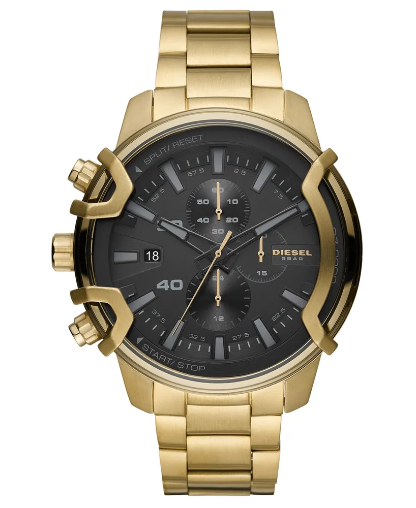 Diesel Men's Chronograph Griffed Gold-Tone Stainless Steel Bracelet Watch 48mm