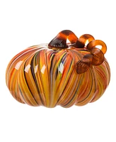 Glitzhome Striped Glass Large Pumpkin