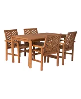 Walker Edison 5 Piece Chevron Outdoor Patio Dining Set