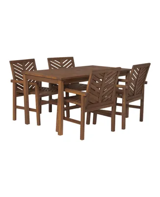 Walker Edison 5 Piece Chevron Outdoor Patio Dining Set