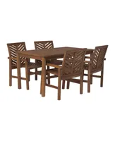 Walker Edison 5 Piece Chevron Outdoor Patio Dining Set