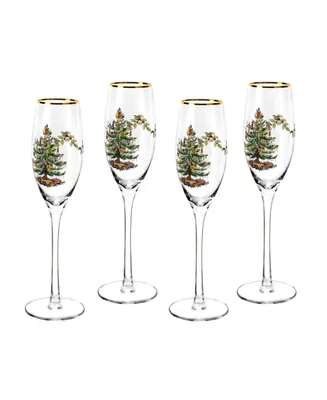 Spode Christmas Tree Champagne Flutes, Set of 4