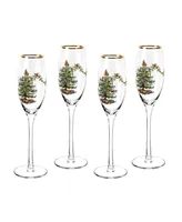 Spode Christmas Tree Champagne Flutes, Set of 4