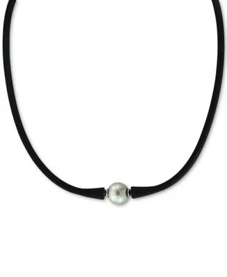 Effy Black Cultured Freshwater Pearl (11mm) Silicone Rubber 14" Choker Necklace (Also available in Gray)