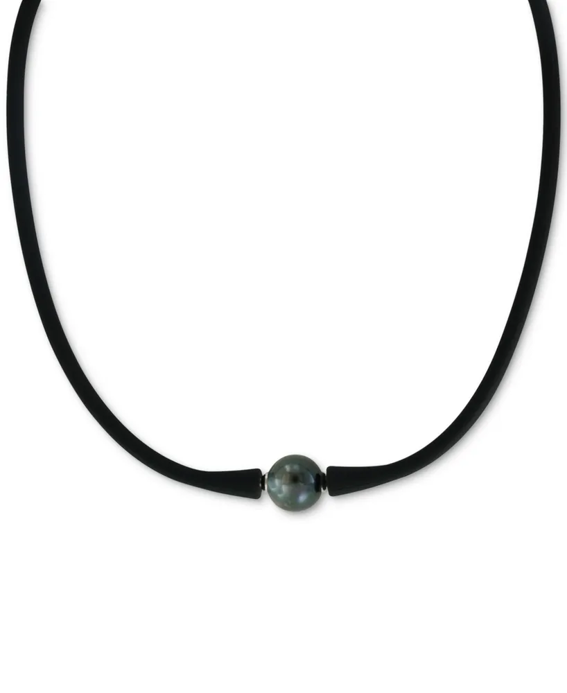 Effy Black Cultured Freshwater Pearl (11mm) Silicone Rubber 14" Choker Necklace (Also available in Gray)