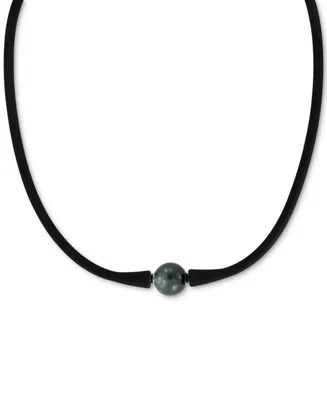 Effy Black Cultured Freshwater Pearl (11mm) Silicone Rubber 14" Choker Necklace (Also available in Gray)