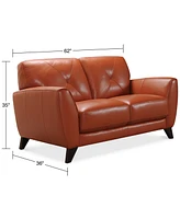 Myia 62" Leather Loveseat, Created for Macy's