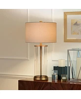 Hudson & Canal Rowan Table Lamp In Glass And Antique Brass