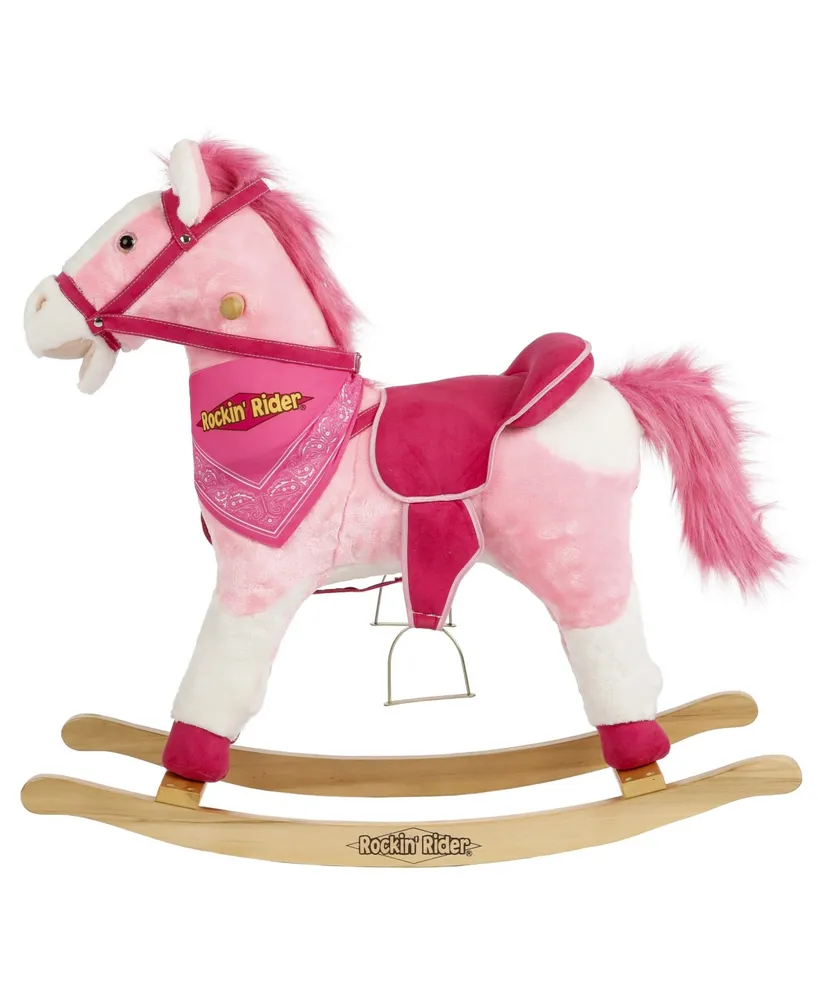 Rocking Horse Plush Animal on Wooden Rockers with Sounds, Stirrups, Saddle  & Reins, Ride on Toy, Toddlers to 4 Years Old by Happy Trails 