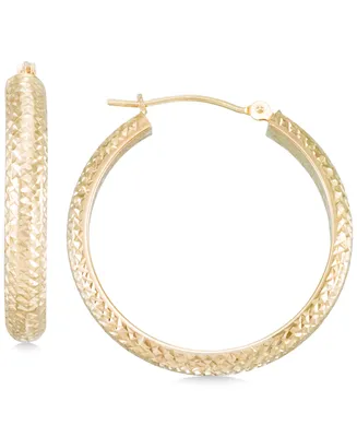 Textured Hoop Earrings 10k Yellow Gold, Rose Gold or White