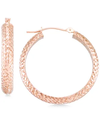 Textured Hoop Earrings 10k Yellow Gold, Rose Gold or White