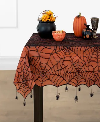 Elrene Crawling Halloween Spider Lace Lined Tablecloth - 60" x 84"