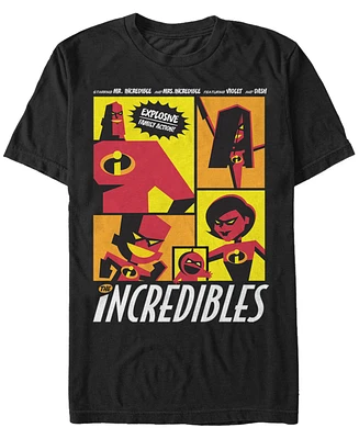 Disney Pixar Men's The Incredibles Explosive Family Action Short Sleeve T-Shirt