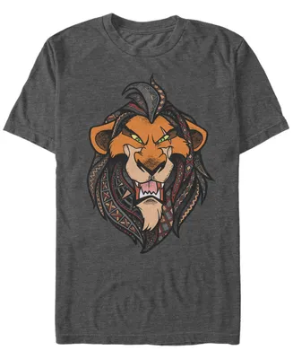 Disney Men's The Lion King Geometric Patterned Scar Short Sleeve T-Shirt