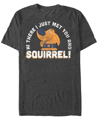 Disney Pixar Men's Up Dug Just Met and Squirrel Short Sleeve T-Shirt