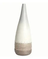 Uniquewise 27.5" Spun Bamboo and Coiled Seagrass Patterned Vase, Medium