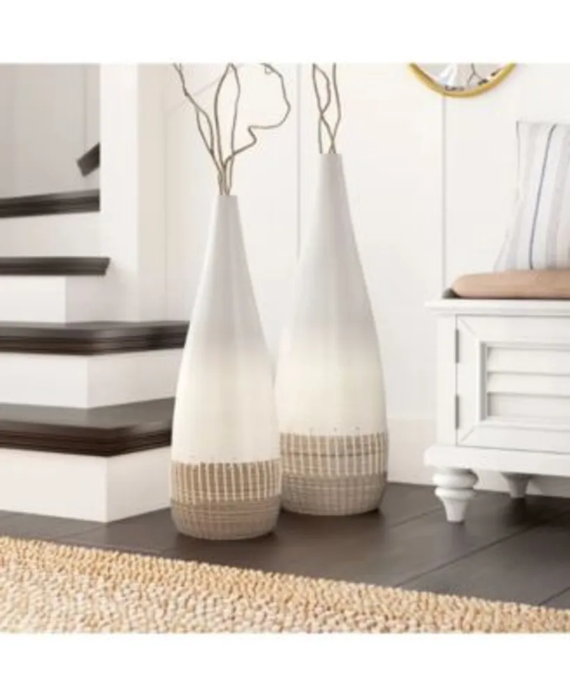 Uniquewise Spun Bamboo Coiled Seagrass Patterned Vase Collection