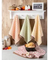 Design Imports Harvest Prep Stripe Woven Dishtowel Set
