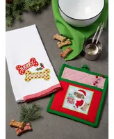 Design Imports X-mas Pup Embellished Kitchen Set