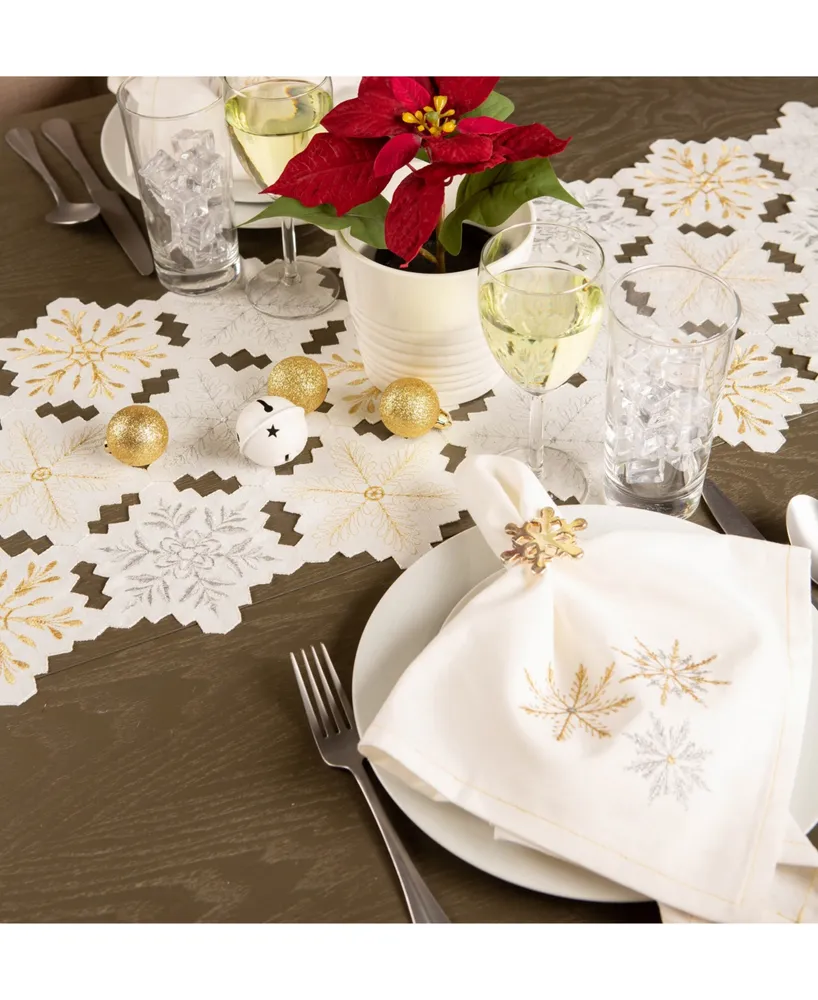 Design Imports Sparkle Snowflakes Embroidered Napkin Set