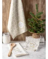 Design Imports Assorted Winter Sparkle Embellished Dishtowel Set - Off