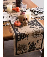 Design Imports Haunted House Burlap Table Runner