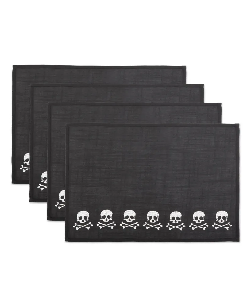 Design Imports Skulls Embroidered Placemat Set