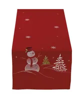 Design Imports Embroidered Snowman Table Runner