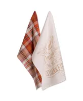 Design Imports Assorted Check Fall Be Thankful Printed Dishtowel Set