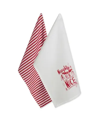 Design Imports Assorted Naughty Nice Holiday Printed Dishtowel Set