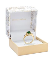 Charter Club Gold Plate Crystal & Stone Square Halo Ring, Created for Macy's