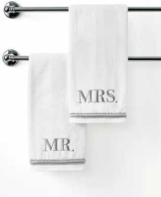 Avanti Mr. & Mrs. Embroidered Cotton Hand Towel, 16" x 30"