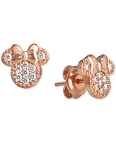 Disney Children's 2-Pc. Set Cubic Zirconia Pave Minnie Mouse Pendant Necklace & Matching Stud Earrings in 18k Rose Gold-Plated Sterling Silver