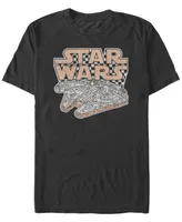 Star Wars Men's Classic Retro Checkered Millennium Falcon Short Sleeve T-Shirt