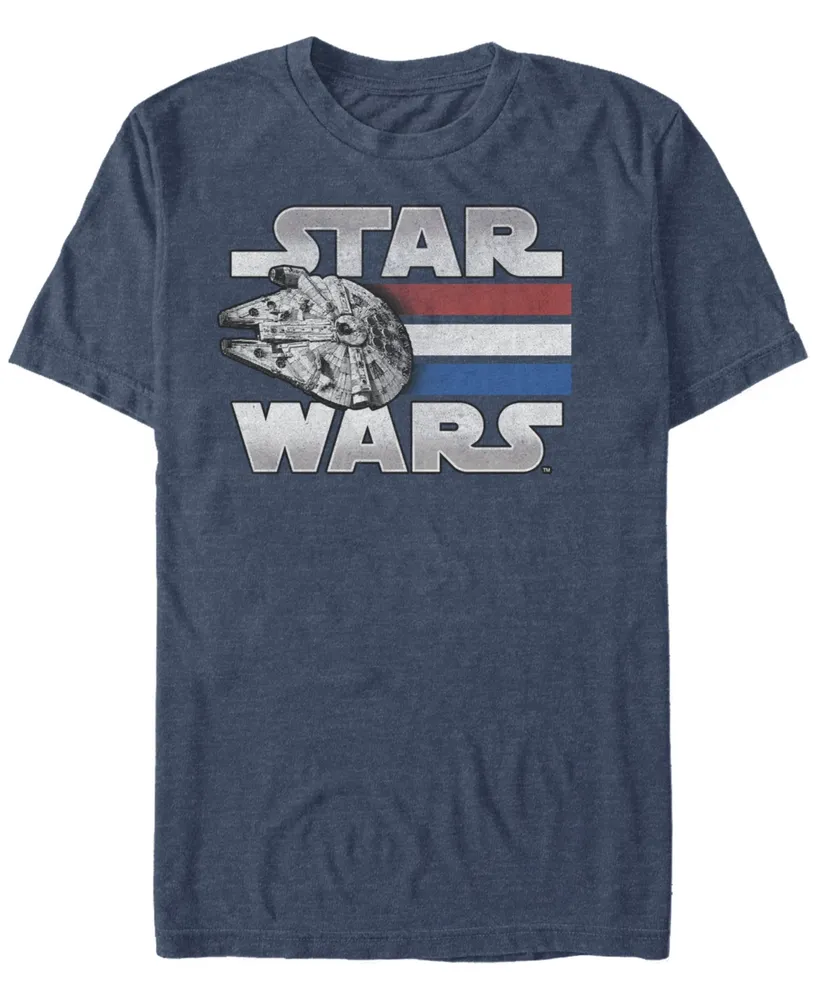 Fifth Sun Men's Star Wars Red White Blue Stripes Falcon Short Sleeve T-shirt