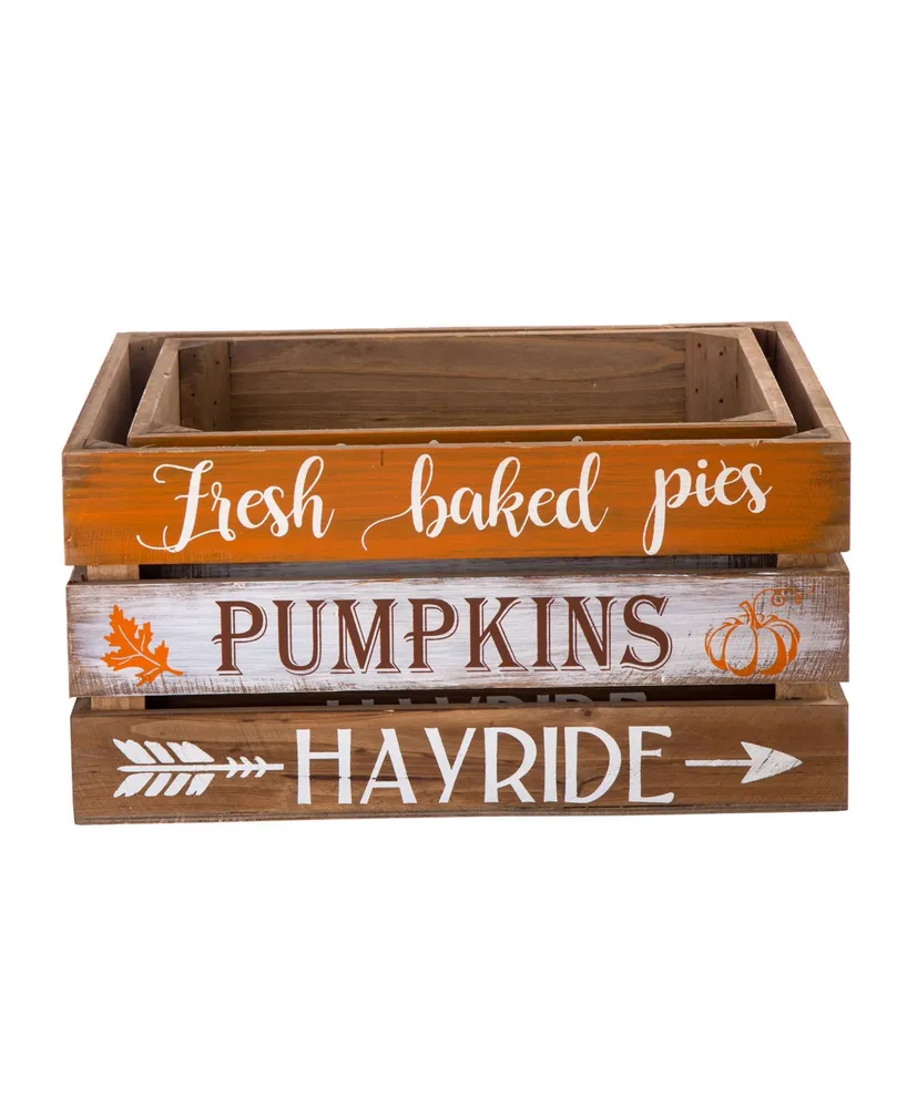 Glitzhome S/2 Wooden Pumpkin Crate