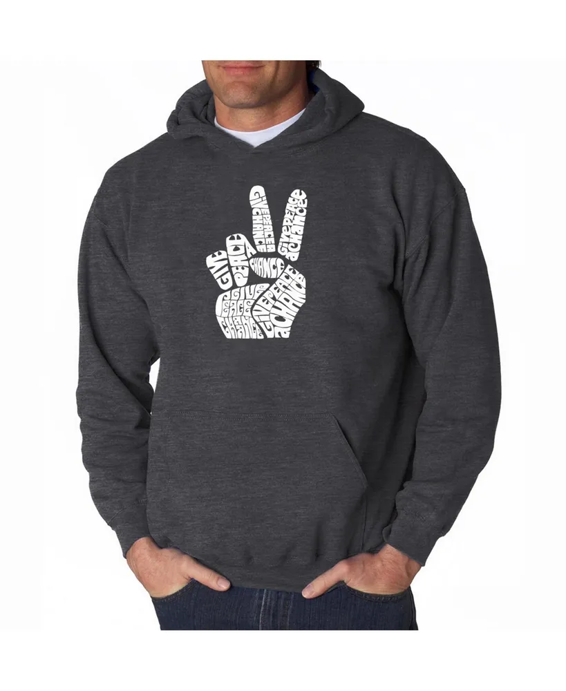 La Pop Art Men's Word Hooded Sweatshirt - Peace Fingers