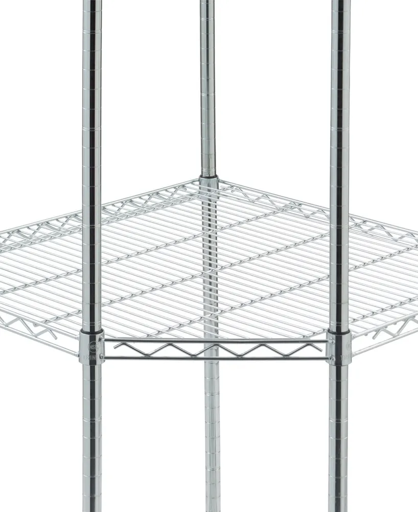Trinity 4-Tier Corner Wire Shelving Rack Includes Wheels