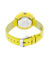 Crayo Unisex Celebration Yellow Genuine Leather Strap Watch 38mm