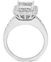 Diamond Princess Halo Bridal Set (3 ct. t.w.) in 14k White Gold