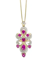 Ruby (1-3/8 ct. t.w.) & Diamond (1/4 ct. t.w.) 18" Pendant Necklace in 10k Gold